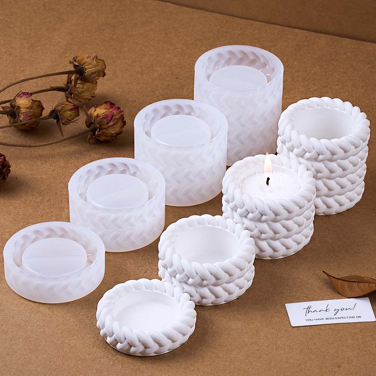 Candle Making Jug - 1/2/3/4층 헴프 로프 캔들 자 실리콘