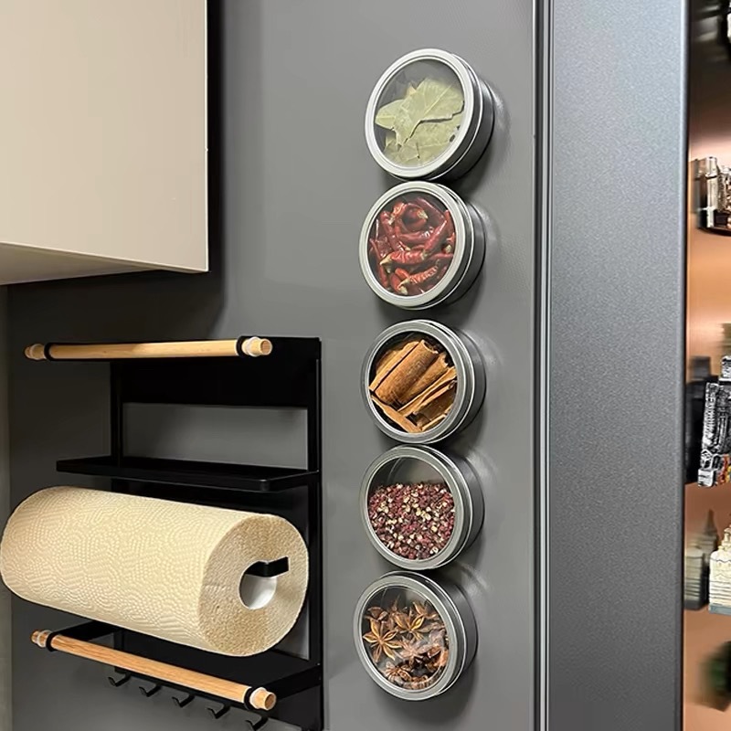 Tin Container Lid - 투명 뚜껑이 있는 자석 부착형 향신료