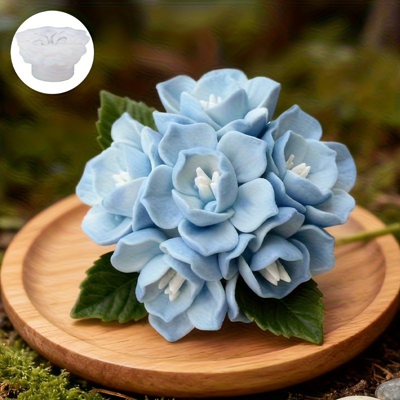 Candle Making Tutorial - 1개의 수국 양초 실리콘 몰드, 양초,