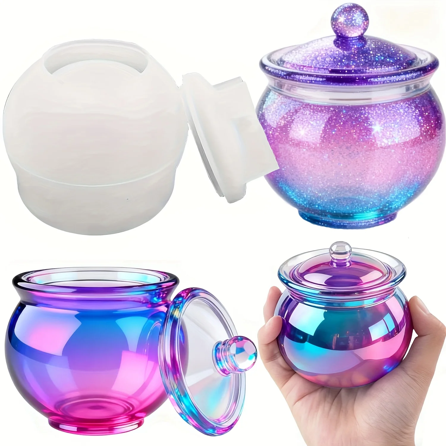 Candle Making Jug - 뚜껑이 있는 둥근 수지 캔 몰드
